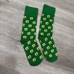Subway sandwich shop Green and Yellow Patterned Casual Socks novelty nwot